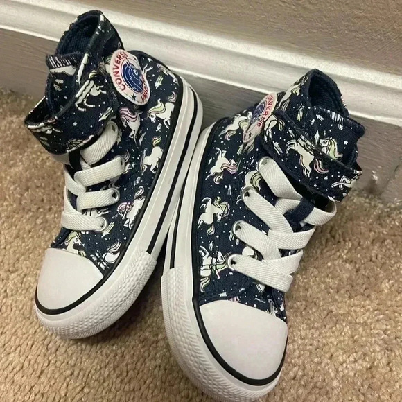 Converse Child Chuck Taylor All Star Unicorn Print Velcro High Top Sneaker Sz6 - Picture 4 of 11